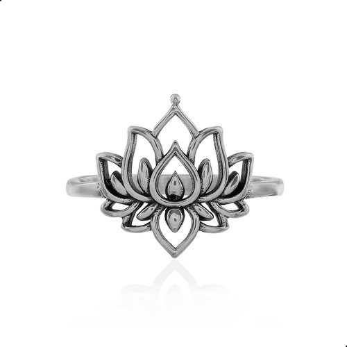 Anel Flor De Lotus Vazada Prata 925 India - 11913021