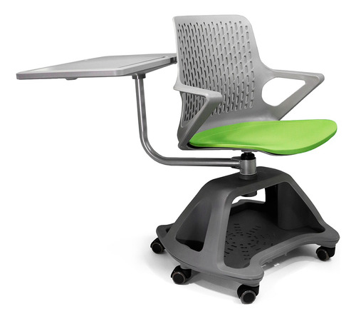 Silla Escolar Moderna Con Paleta Y Ruedas De Plástico Smart Gris-verde