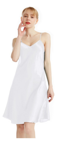 Camisón Con Tirantes Con Cuello En V Liso Fino De Verano