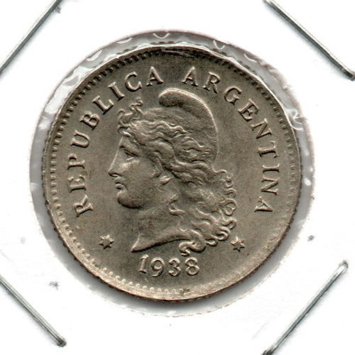 Argentina Moneda 10 Centavos 1938 Niquel Aunc