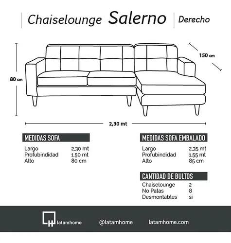 Sofa Seccional Derecho Salerno Tela Velvet - Latam Home