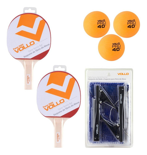 Kit Completo Ping Pong 2 Raquetes + 3 Bolas Suporte Alicate