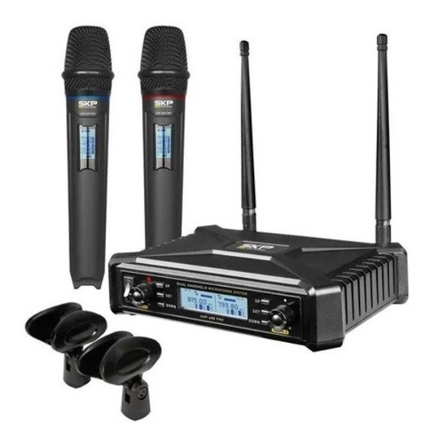 Micrófono Inalámbrico Doble Skp Uhf 600 Pro 300 Canales Uhf