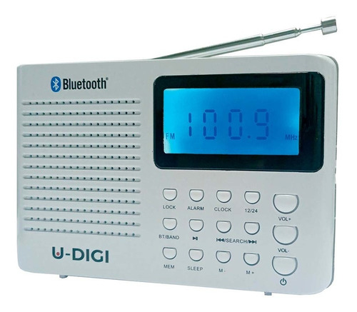 Radio U-digi Portátil Am/fm Bluetooth Reloj Alarma