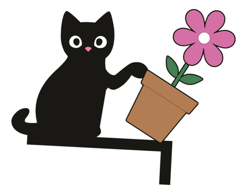 Fa Esquina De La Puerta Derecha Gato De Maceta De Flores
