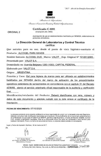 Alcogelduo 12 Hs Proteccion 2 Lts Valot