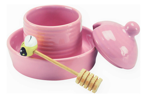Meleira De Cerâmica Com Pegador Abelha 300ml Cor Rosa