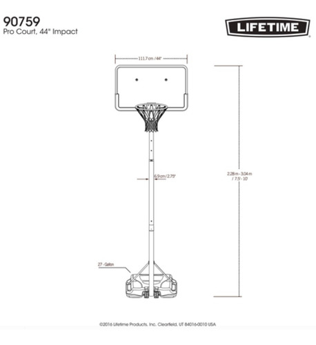 Canasta Basketball Lifetime 44 Ajustable Xtreme