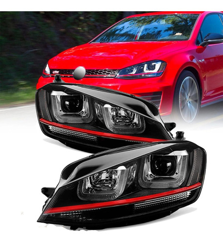 Farol Led Golf 7 Mk7 Gti 2013 A 2017 Drl Dual Led Black