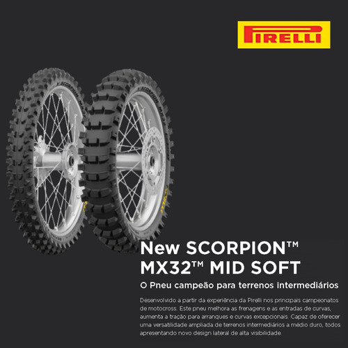 Pneu Traseiro 100x90-19 Scorpion Mx32 Midsoft 57m Tt Pirelli