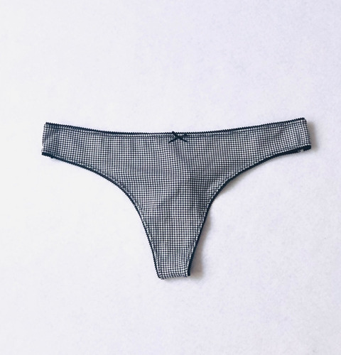 Oysho Tanga De Algodon Cuadritos Blanco Y Negro