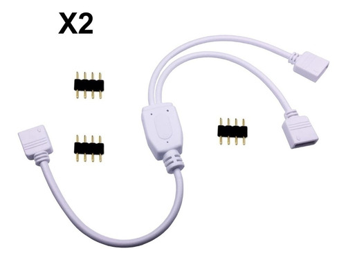 Pack De 2 Cable Divisor Conector En Y 4 Pines Cinta Led Rgb