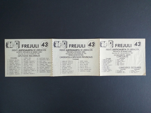 Boleta Electoral 3 Nov 1985_frejuli_lista 43