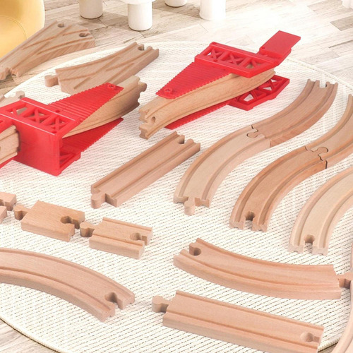 Juego De Vías De Tren De Madera, Juguete Educativo De