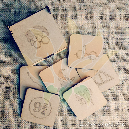 Combo 6 Posavasos + Caja -corte Láser- Diseño Personalizado