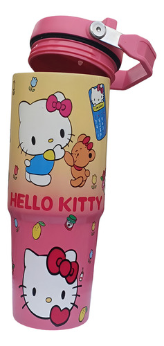 Botella Escolar Termo Hello Kitty A.inox 900 Ml Antiderrames Multicolor