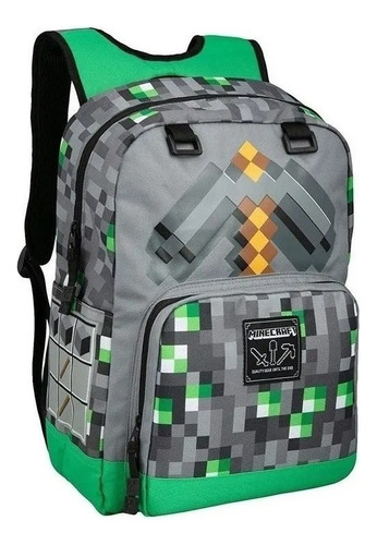 Mochila Escolar For Estudiantes Minecraft Creeper Diamond Yy