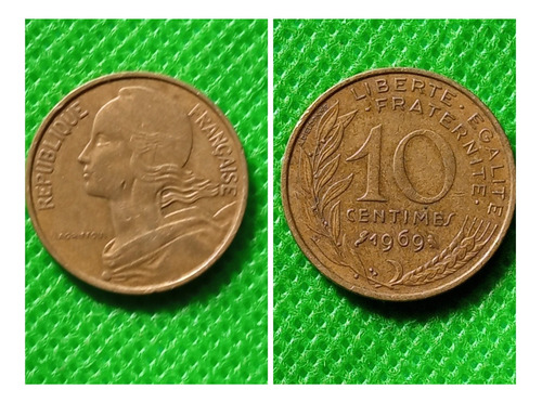 Moneda  10 Céntimos, Francia 1969.