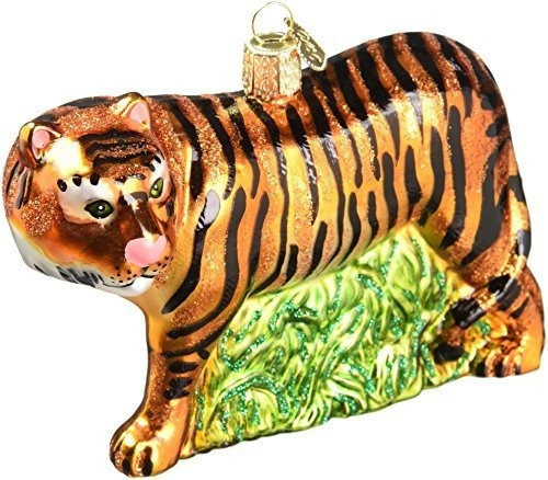 Viejo Mundo De Navidad Tigre Vidrio Soplado Ornamento