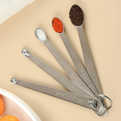 Juego De 5 Cucharas Medidoras De Acero Inoxidable 18/8, Cuch
