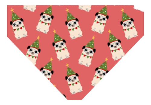 Bandana Para Mascotas Diseño Navidad Perro Pug