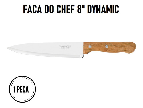 Kit Facas P/ Cozinha Tramontina Inox Madeira Chef Fruta 2pçs