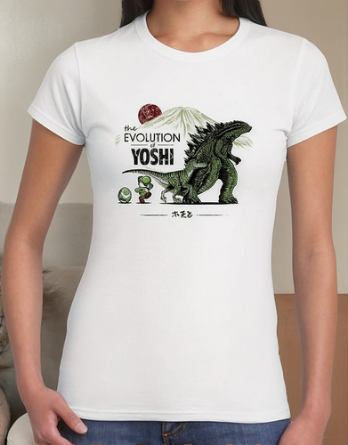 Playera Mujer The Evolution Yoshi Vs Godzilla #0002925
