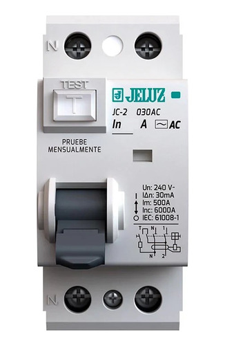 Disyuntor Diferencial Bipolar 63a 2x63a 30ma Jeluz X Unidad