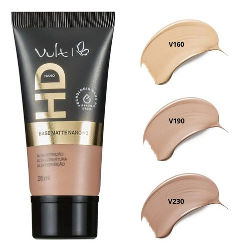 2 Bases Matte Nano Hd Cor V190 26ml (cada) - Vult