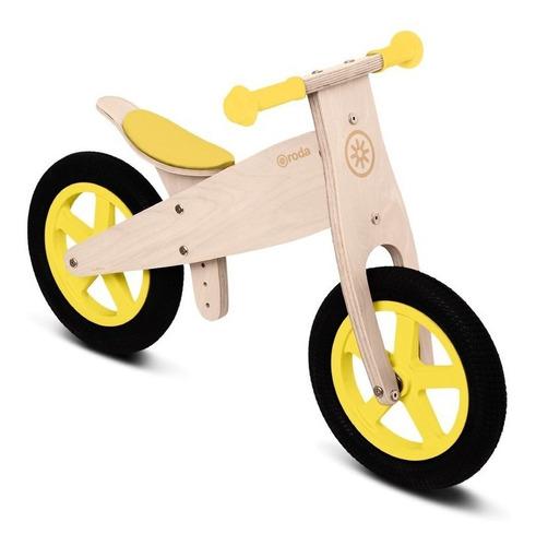 Bicicleta Aprendizaje Madera Amarilla Roda Clasica Juguete