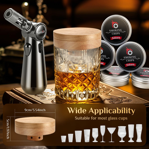 Kit Para Ahumar Cócteles Tomzio Con Antorcha, 6 Sabores, Ast