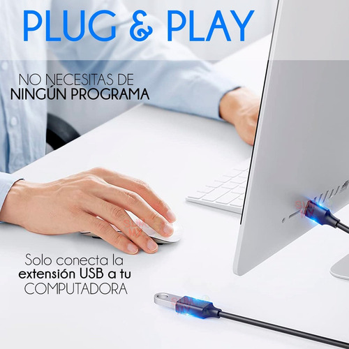 Cable Extension Usb 3.0 Macho Hembra 1 Metro Super Speed 5gb Color Negro