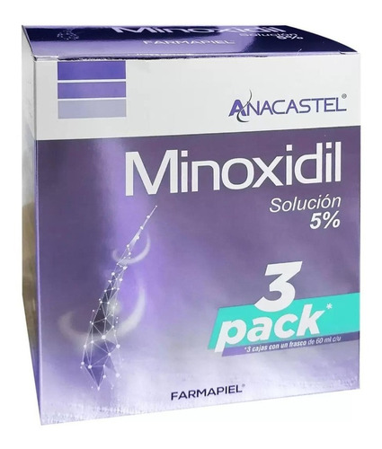 Solución Minoxidil 5% Anacastel 3 Pack 60 Ml