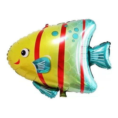 Pack 5 Globos Metalizados De Pez Chico 35cm