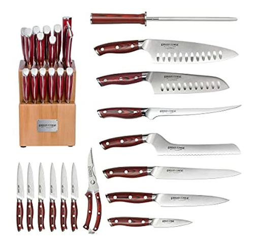 Ergo Chef Crimson Series Bamboo Block Juego De Cuchillos G10