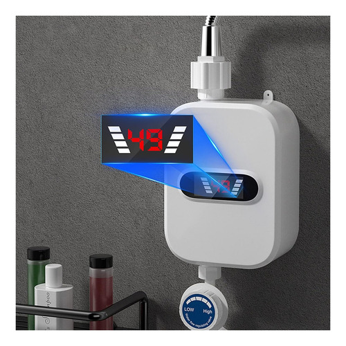 Ducha Instantánea Pequeña Con Calentador Agua Eléctrico Led