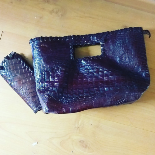 Bolsa Y Cartera De Piel Grabado De Lagarto