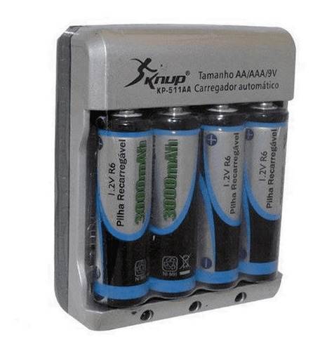 Carregador De Pilhas Aa, Aaa E Bat. 9v Kp-511aa+4 Pilhas Aa