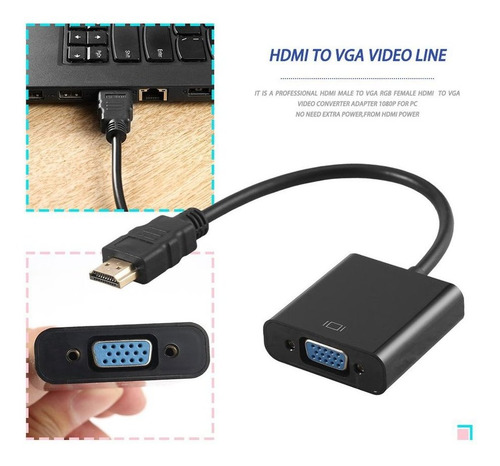 Adaptador Macho Hdmi Para Fêmea Vga Rgb