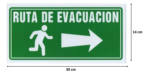 Señal Ruta Evacuacion Derecha 30 X 14 Cm !!!!!!!!!!! | Cuotas sin