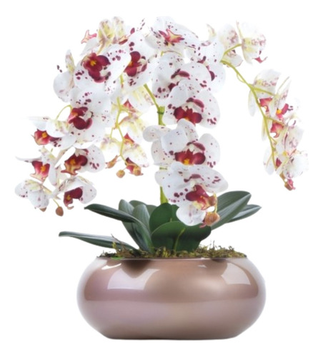 Arranjo De Orquídea Artificial Tigre Em Vaso Cobre Lucy