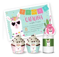 Comprar Kit Imprimible Llamitas Llama Cool Invitación Cumpleaños