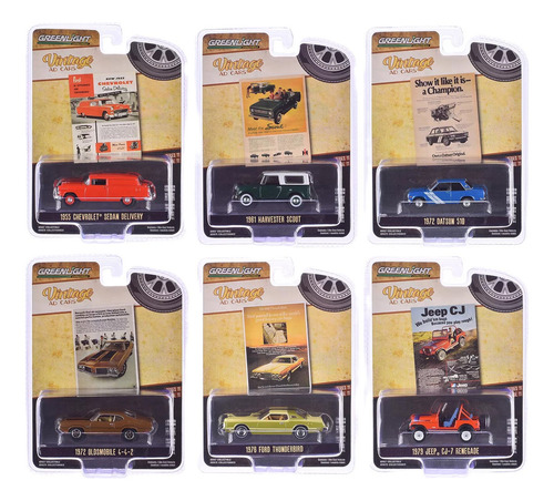 Greenlight Vintage Ad Cars S11 Coleccion Completa De 6 Pzas. Color