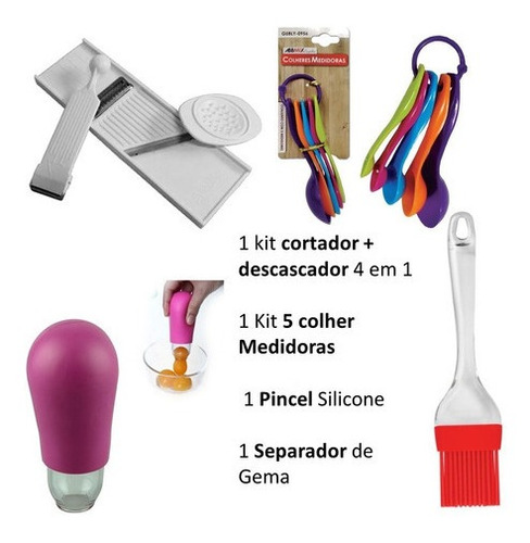 1 Cortador Legume 1 Kit Colher Medidora 1 Pincel 1 Separador