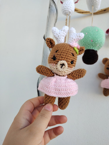Movil De Cuna Tejido A Crochet Animalitos Del Bosque 4 Animalitos Animales Del Bosque