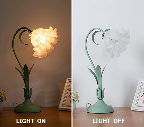 Lámpara De Loto Flores Vintage Lectura Led, Luz Nocturna