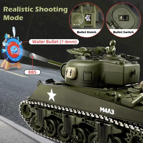 Rc Tank Dbshoot M4a3 Sherman 1/18 Metal Tracks 60 Minutos De