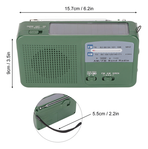 Linterna De Manivela Solar Radio 1led Linterna De Radio De