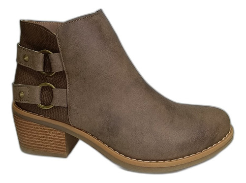 Botin Khaki Taco Medio Argollas