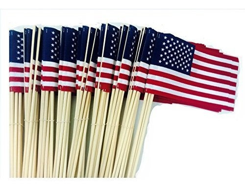 Lote De -100- 4x6 Pulgadas Us American Hand Held Stick Flags